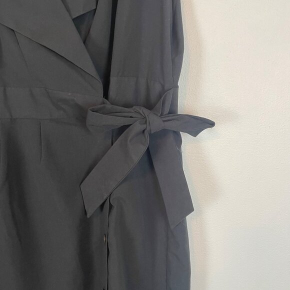 NWT Simply Noelle Womens L/XL Black Sleeveless Collared Wrap Dress Button Detail - Picture 2 of 9
